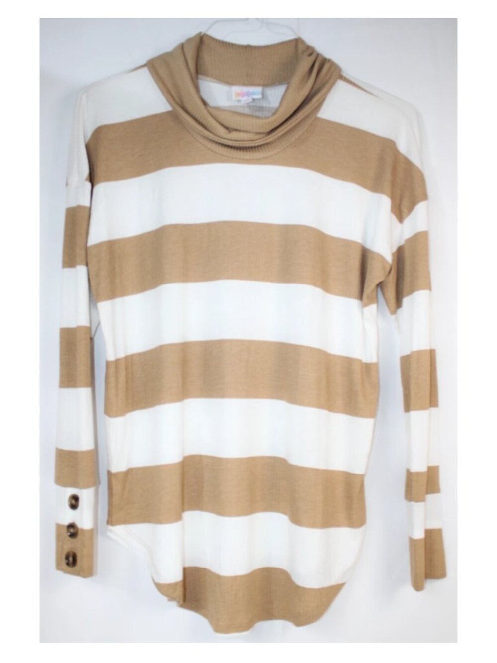 LuLaRoe AUBREY Cowl Neck Shirt Women's Top NWT Size M Medium White Beige Tan